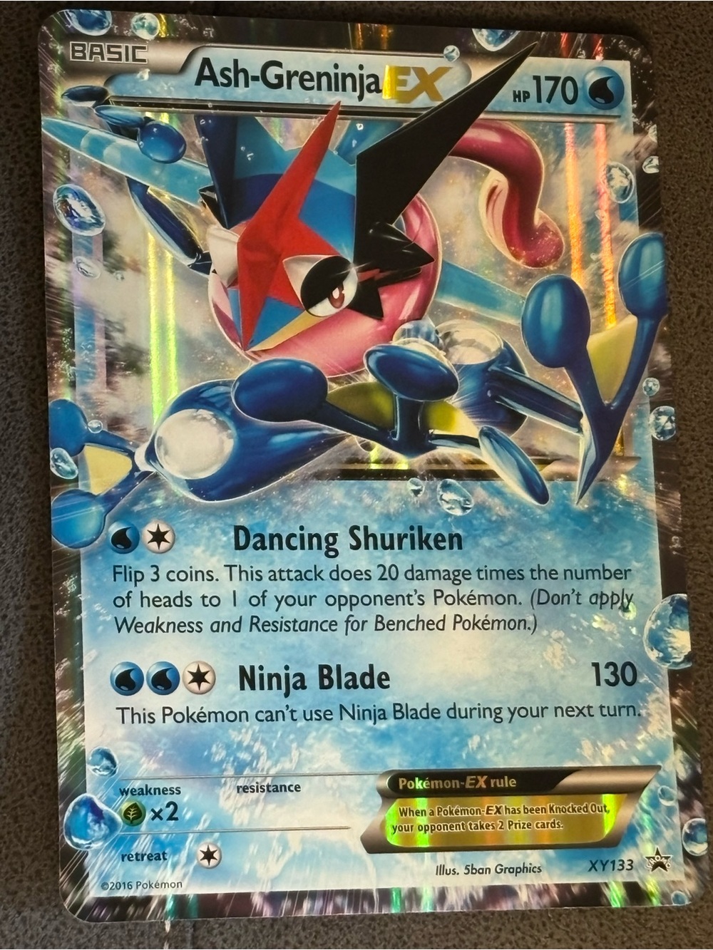 JUMBO Ash-Greninja EX Collectible Pokemon Card - Blue